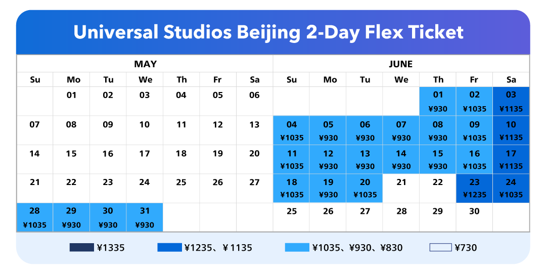 Price Calendar Universal Beijing Resort